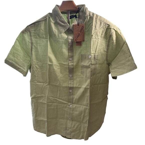 P.J. Paul Jones Shirt Casual Button Down Short Sleeve XL Cotton Viscose - Picture 4 of 8